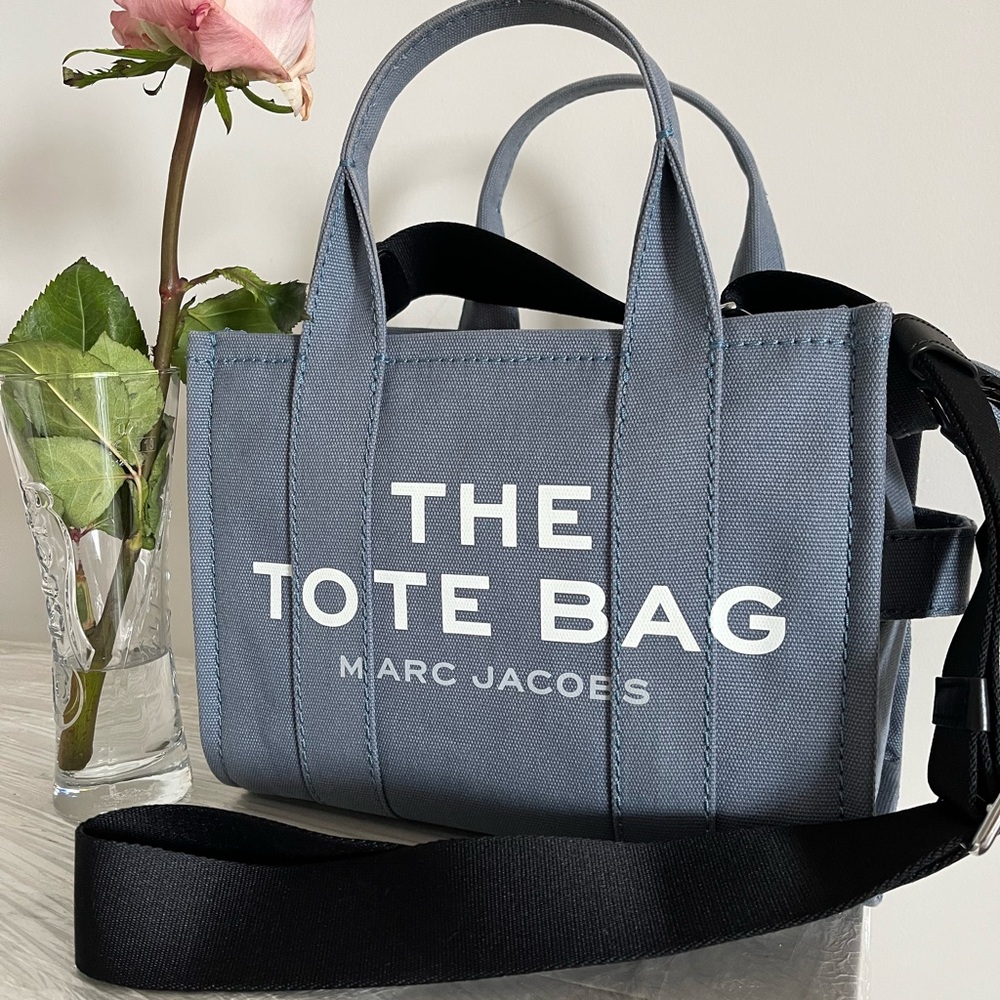 Marc Jacobs Blue Canvas Tote Bag with Bold Branding